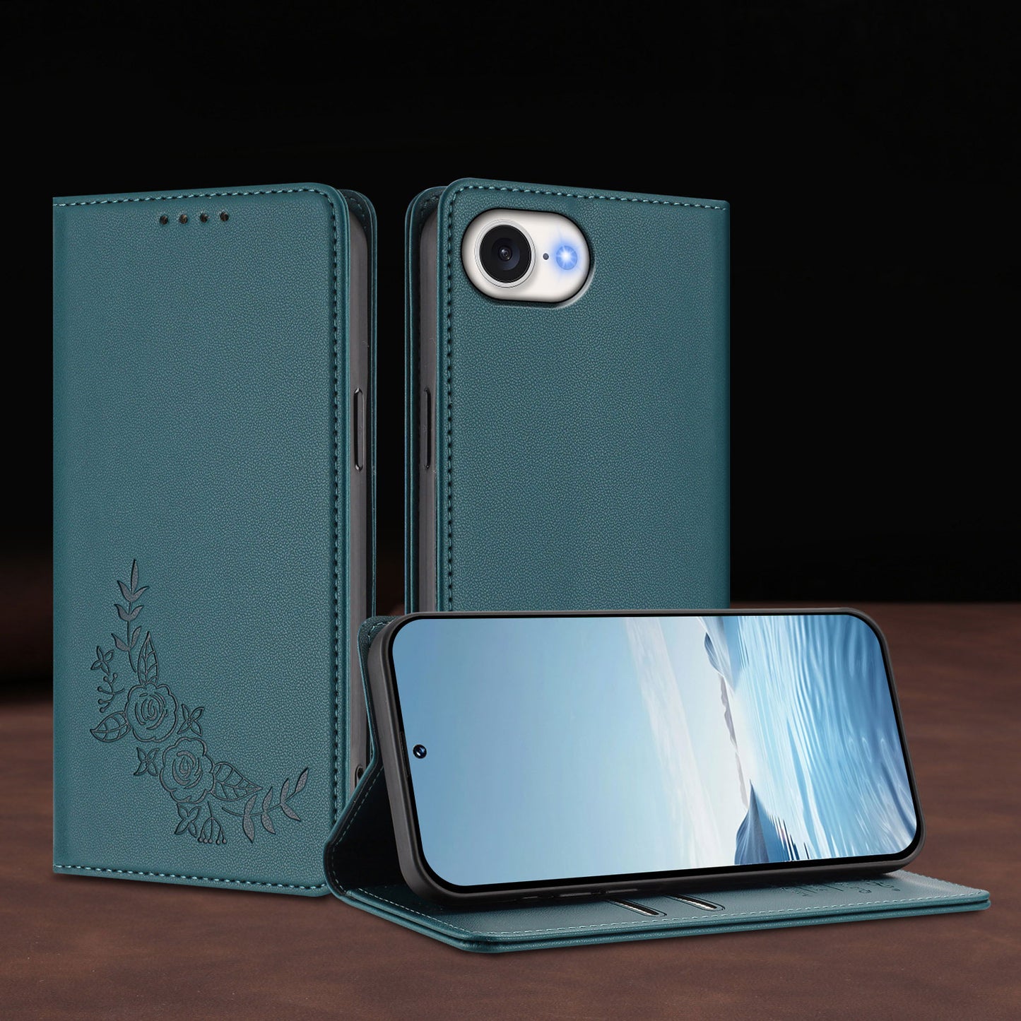 For iPhone 16e / iPhone 17e Wallet Stand Case Peony Flower Pattern TPU PU Leather Flip Cover