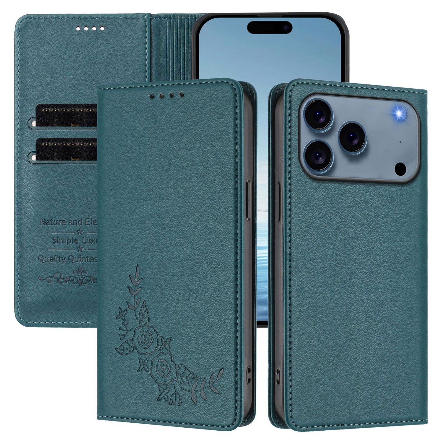 For iPhone 17 Pro Max Wallet Stand Case Peony Flower Pattern TPU PU Leather Flip Cover