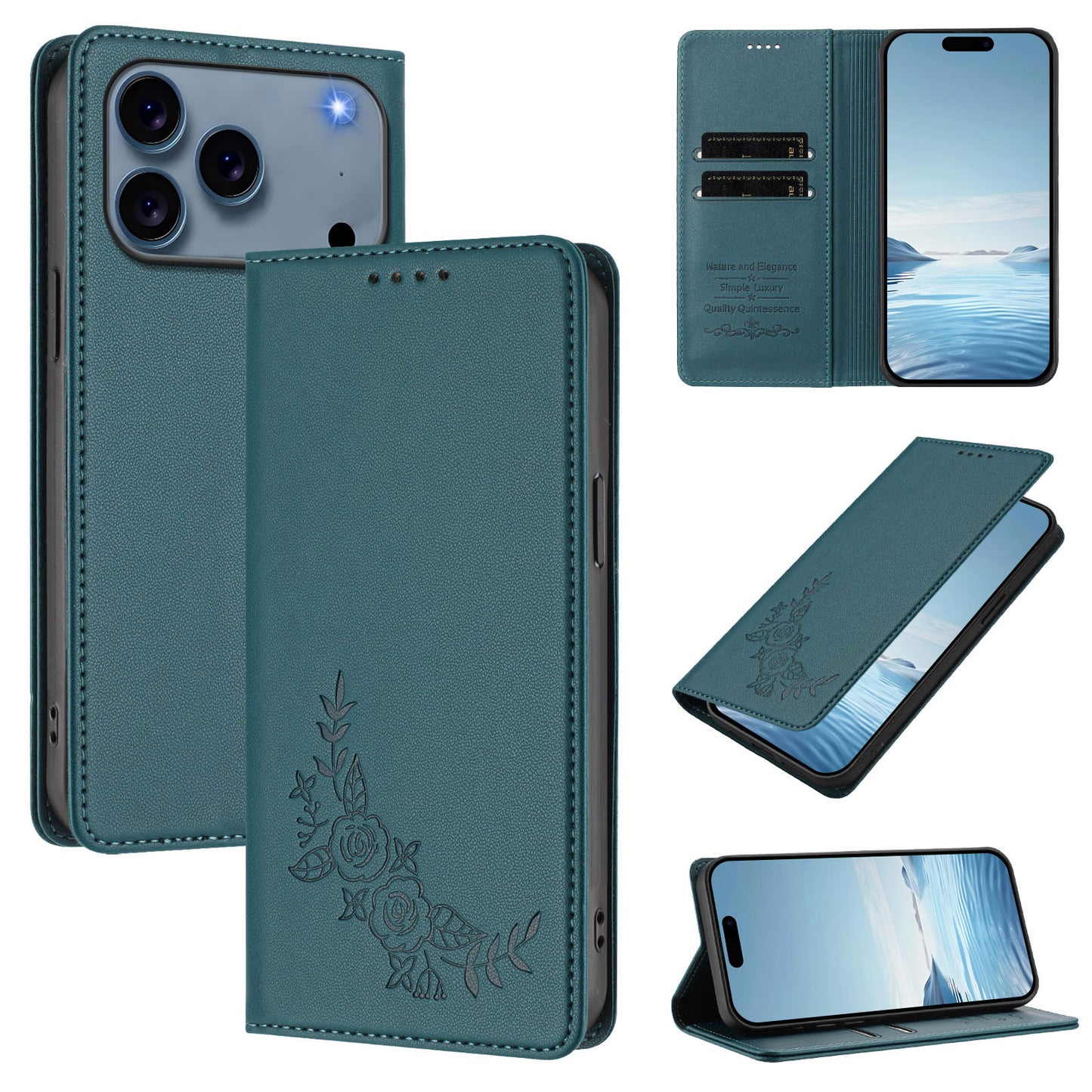 For iPhone 17 Pro Max Wallet Stand Case Peony Flower Pattern TPU PU Leather Flip Cover
