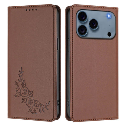 For iPhone 17 Pro Max Wallet Stand Case Peony Flower Pattern TPU PU Leather Flip Cover