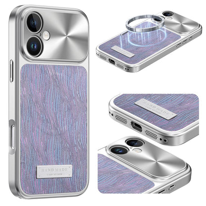 For iPhone 16 Magnetic Case Flowing Water Ripple TPU+PC Shockproof Phone Cover Compatible With Magsafe