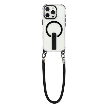 For iPhone 16 Pro Max Magnetic Case with Kickstand and 3-in-1 8mm 220cm Length Strap PC TPU Phone Cover