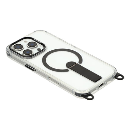 For iPhone 16 Pro Max Magnetic Case with Kickstand and 3-in-1 8mm 220cm Length Strap PC TPU Phone Cover