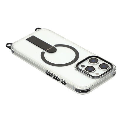 For iPhone 16 Pro Max Magnetic Case with Kickstand and 3-in-1 8mm 220cm Length Strap PC TPU Phone Cover