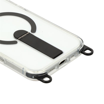 For iPhone 16 Pro Max Magnetic Case with Kickstand and 3-in-1 8mm 220cm Length Strap PC TPU Phone Cover