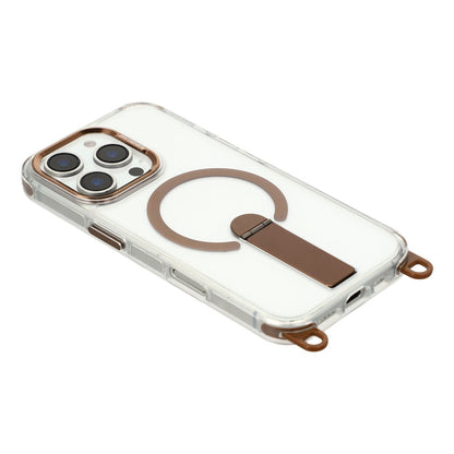 For iPhone 16 Pro Max Magnetic Phone Case with Kickstand and 2-in-1 6mm 150cm Length Strap PC TPU Phone Cover
