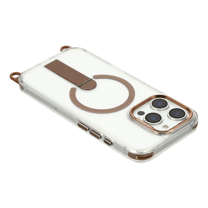 For iPhone 16 Pro Max Magnetic Phone Case with Kickstand and 2-in-1 6mm 150cm Length Strap PC TPU Phone Cover