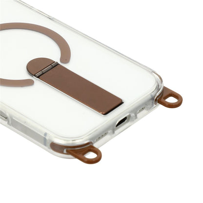 For iPhone 16 Pro Max Magnetic Phone Case with Kickstand and 2-in-1 6mm 150cm Length Strap PC TPU Phone Cover