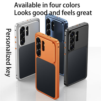 For Samsung Galaxy S25 Ultra Metal Frame Case Magnetic Snap On Frame PC Hollow Back Heat Dissipation Shockproof Cover