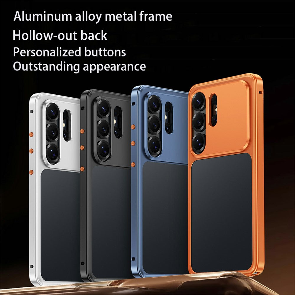 For Samsung Galaxy S25 Ultra Metal Frame Case Magnetic Snap On Frame PC Hollow Back Heat Dissipation Shockproof Cover
