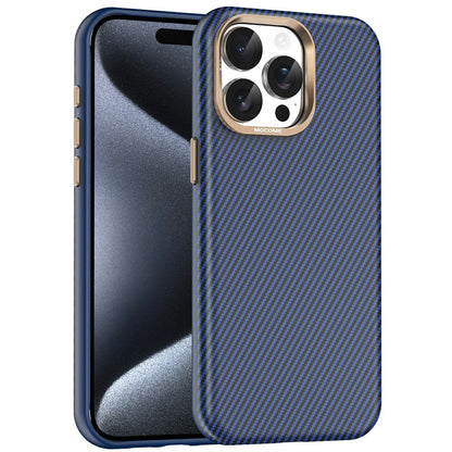 For iPhone 15 Pro Max Case Compatible with MagSafe Carbon Fiber Texture Shockproof Leather TPU PC Protective Cover