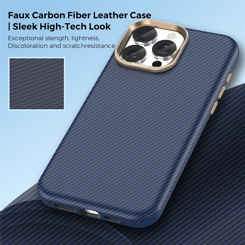 For iPhone 15 Pro Max Case Compatible with MagSafe Carbon Fiber Texture Shockproof Leather TPU PC Protective Cover