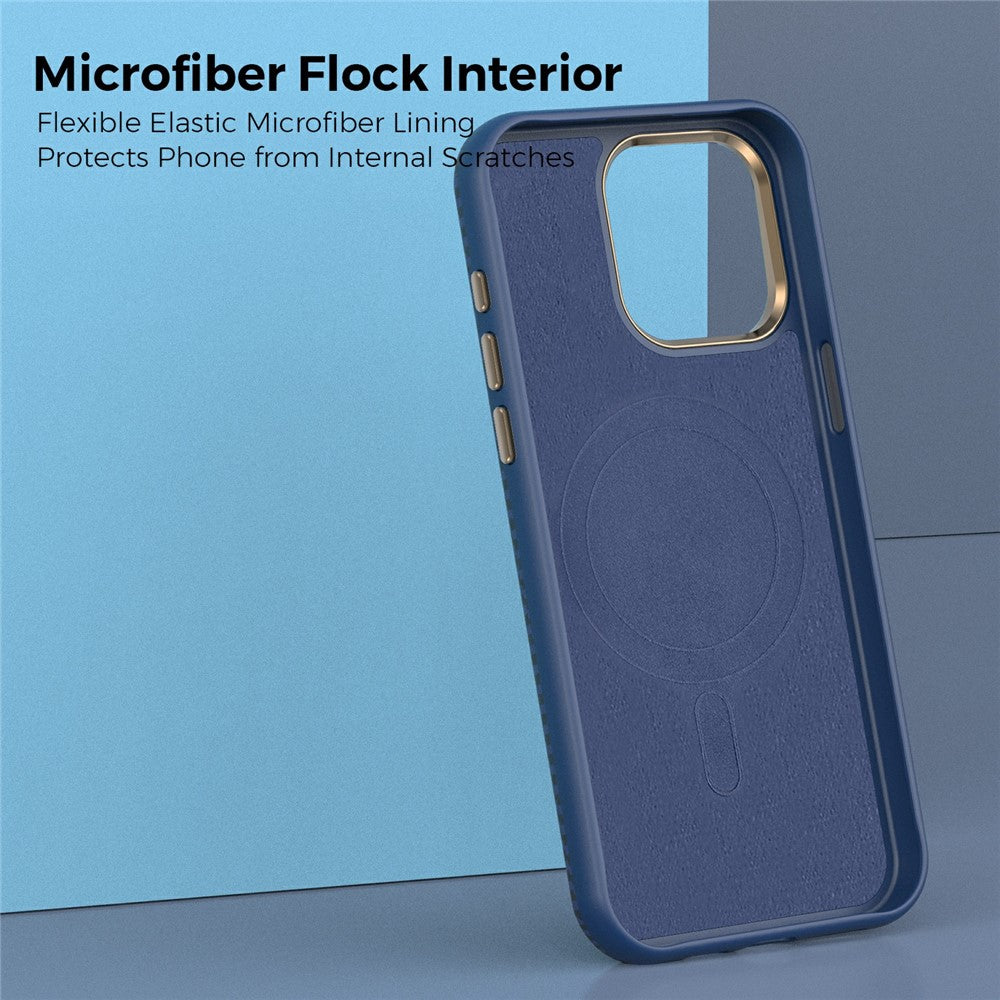 For iPhone 15 Pro Max Case Compatible with MagSafe Carbon Fiber Texture Shockproof Leather TPU PC Protective Cover