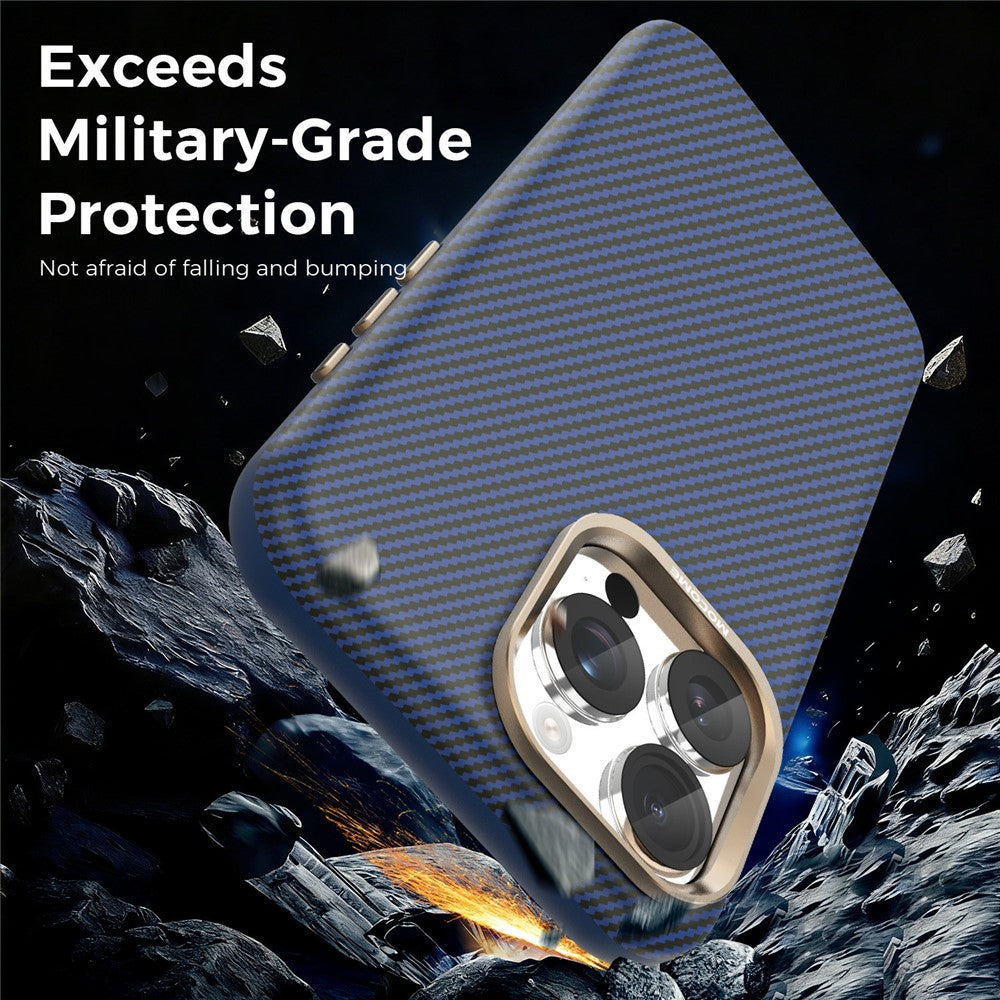 For iPhone 15 Pro Max Case Compatible with MagSafe Carbon Fiber Texture Shockproof Leather TPU PC Protective Cover