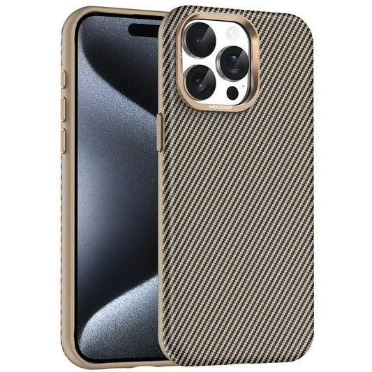 For iPhone 15 Pro Max Case Compatible with MagSafe Carbon Fiber Texture Shockproof Leather TPU PC Protective Cover
