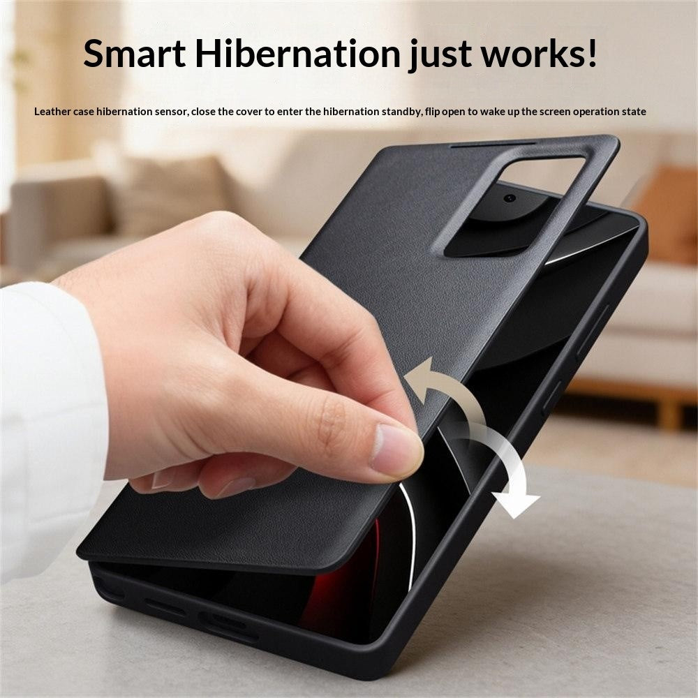 QIALINO For Samsung Galaxy S26+ Case View Window Genuine Cow Leather Flip Phone Cover (APP Version)