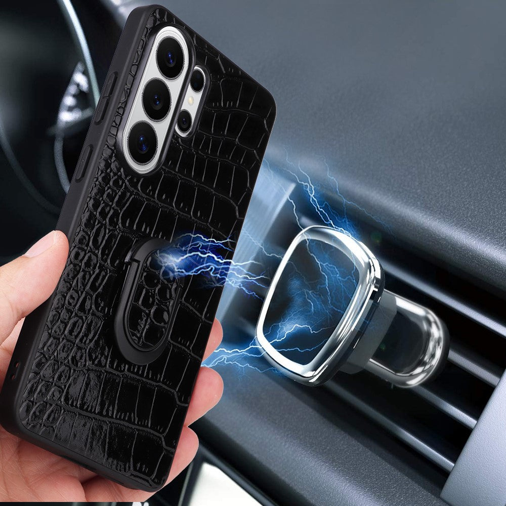 For Samsung Galaxy S25 Ultra Case Kickstand Leather + TPU + PC Phone Back Cover