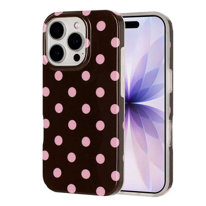 For iPhone 16 Pro Case Retro Polka Dot IMD TPU Full Coverage Phone Protective Cover