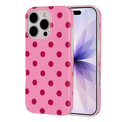 For iPhone 16 Pro Case Retro Polka Dot IMD TPU Full Coverage Phone Protective Cover