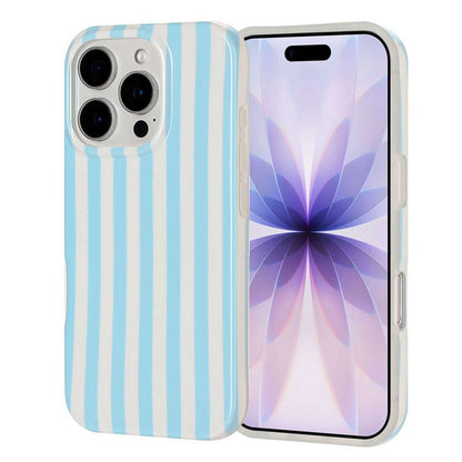 For iPhone 16 Pro Case IMD Stripe TPU Full Coverage Shockproof Phone Protective Cover