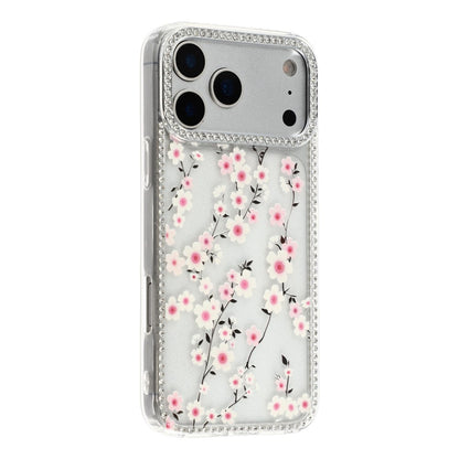 For iPhone 17 Pro Max Case Rhinestone Edge Flower TPU + PC IMD Phone Cover