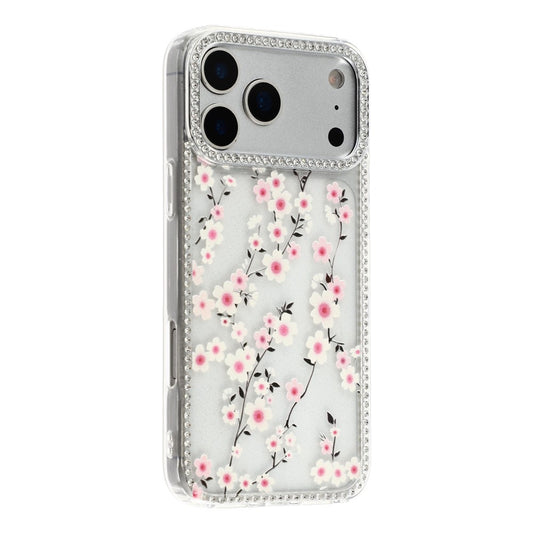 For iPhone 17 Pro Max Case Rhinestone Edge Flower TPU + PC IMD Phone Cover