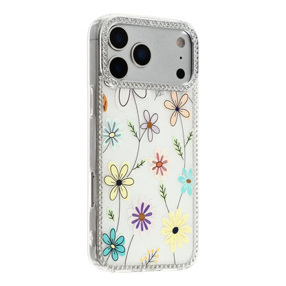 For iPhone 17 Pro Max Case Rhinestone Edge Flower TPU + PC IMD Phone Cover
