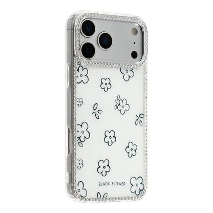 For iPhone 17 Pro Max Case Rhinestone Edge Flower TPU + PC IMD Phone Cover