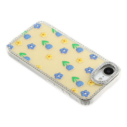 For iPhone 17e / 16e Case Rhinestone Edge Flower TPU + PC IMD Phone Cover
