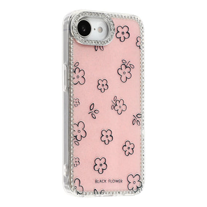 For iPhone 17e / 16e Case Rhinestone Edge Flower TPU + PC IMD Phone Cover
