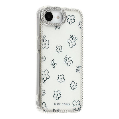 For iPhone 17e / 16e Case Rhinestone Edge Flower TPU + PC IMD Phone Cover