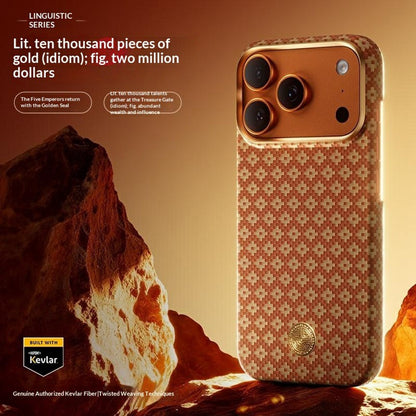 BENKS For iPhone 17 Pro Max Magnetic Case Aramid Fiber Phone Cover with Cultural Gold Emblem