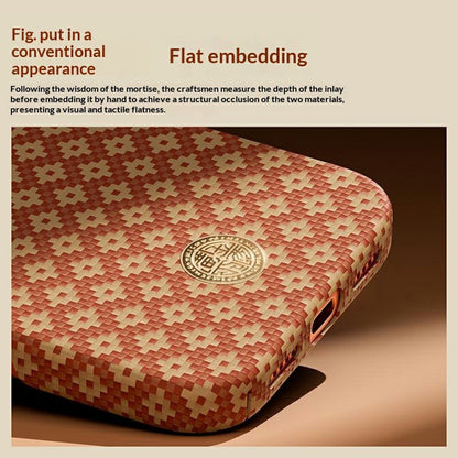 BENKS For iPhone 17 Pro Max Magnetic Case Aramid Fiber Phone Cover with Cultural Gold Emblem