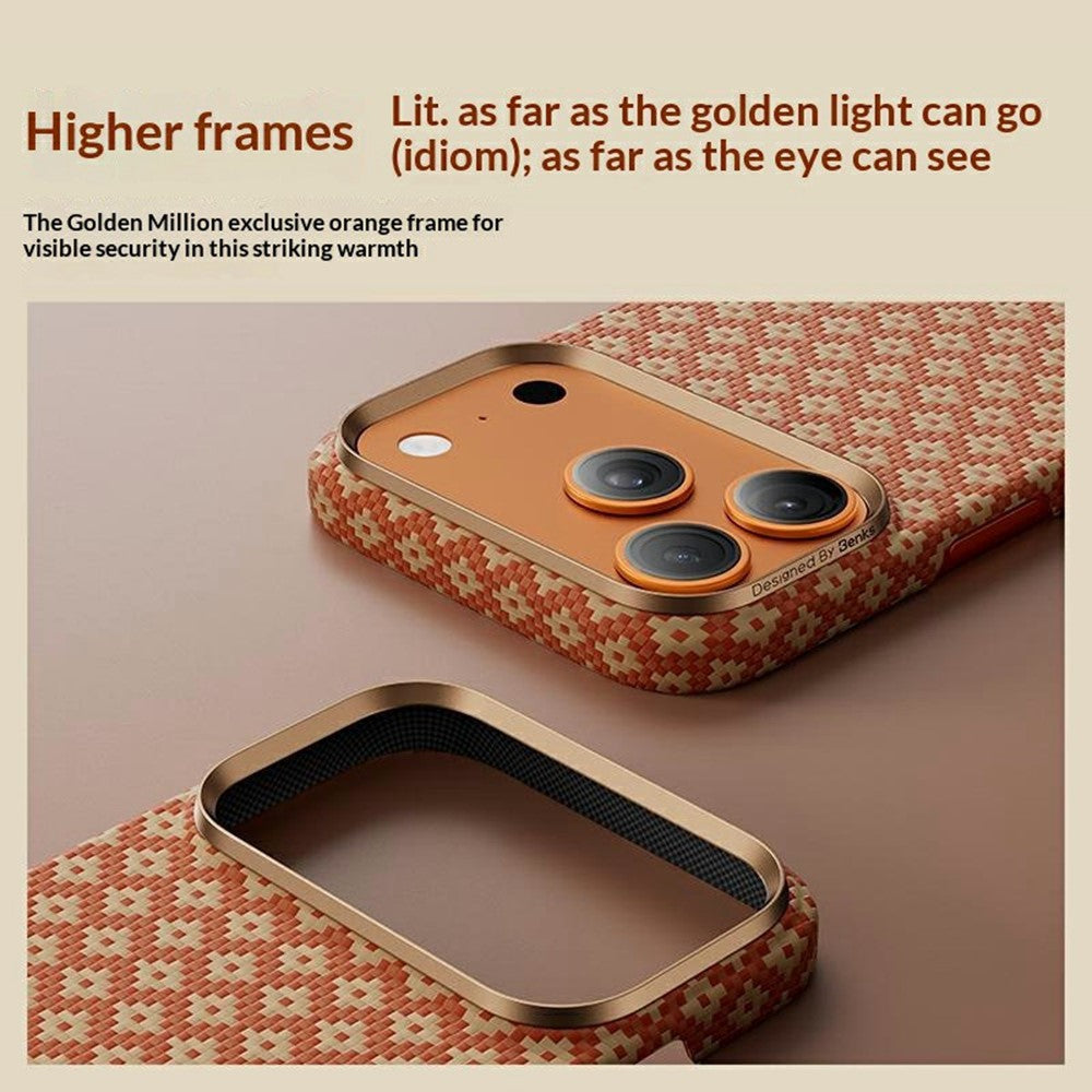 BENKS For iPhone 17 Pro Max Magnetic Case Aramid Fiber Phone Cover with Cultural Gold Emblem
