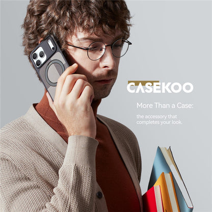 CASEKOO For iPhone 17 Pro Max Case Compatible with MagSafe Geometric Texture PC + TPU Phone Cover with Ring Kickstand