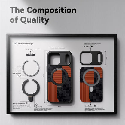 CASEKOO For iPhone 17 Pro Max Case Compatible with MagSafe Geometric Texture PC + TPU Phone Cover with Ring Kickstand