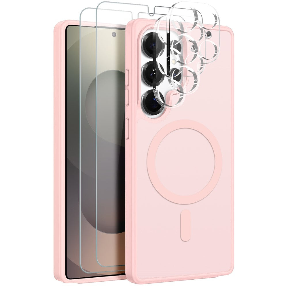 NORTHJO 5 in 1 Set for Samsung Galaxy S25 Ultra Magnetic Case Translucent Matte Shockproof Phone Cover with 2Pcs Front Screen Protector + 2Pcs Lens Film