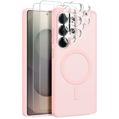 NORTHJO 5 in 1 Set for Samsung Galaxy S25 Ultra Magnetic Case Translucent Matte Shockproof Phone Cover with 2Pcs Front Screen Protector + 2Pcs Lens Film