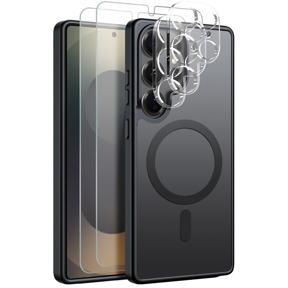 NORTHJO 5 in 1 Set for Samsung Galaxy S25 Ultra Magnetic Case Translucent Matte Shockproof Phone Cover with 2Pcs Front Screen Protector + 2Pcs Lens Film