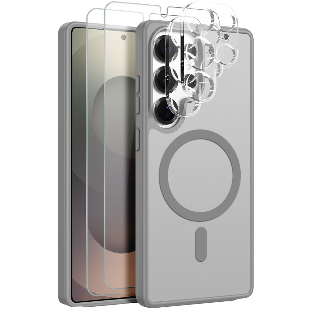 NORTHJO 5 in 1 Set for Samsung Galaxy S25 Ultra Magnetic Case Translucent Matte Shockproof Phone Cover with 2Pcs Front Screen Protector + 2Pcs Lens Film