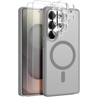 NORTHJO 5 in 1 Set for Samsung Galaxy S25 Ultra Magnetic Case Translucent Matte Shockproof Phone Cover with 2Pcs Front Screen Protector + 2Pcs Lens Film