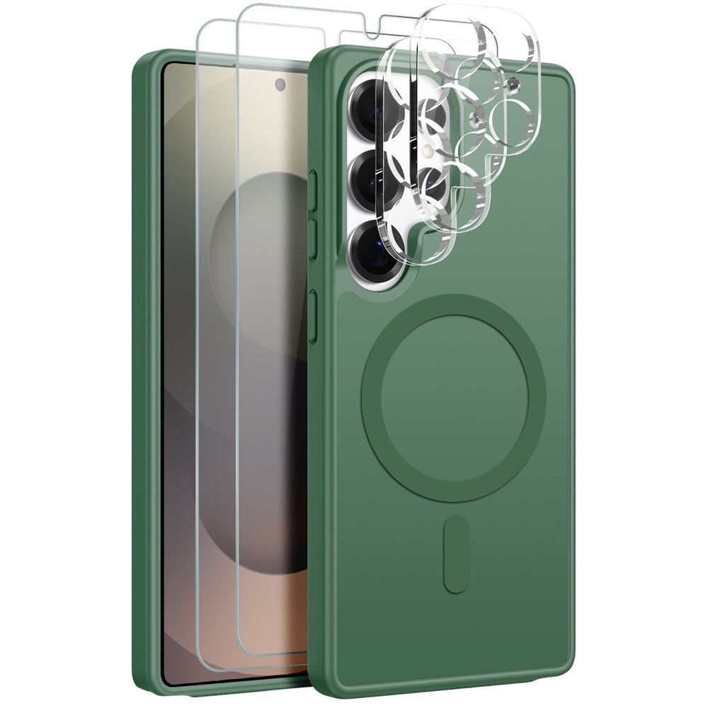 NORTHJO 5 in 1 Set for Samsung Galaxy S25 Ultra Magnetic Case Translucent Matte Shockproof Phone Cover with 2Pcs Front Screen Protector + 2Pcs Lens Film