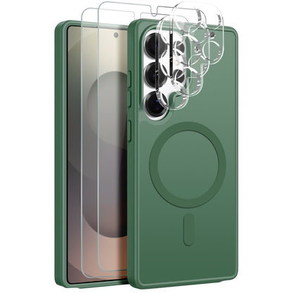 NORTHJO 5 in 1 Set for Samsung Galaxy S25 Ultra Magnetic Case Translucent Matte Shockproof Phone Cover with 2Pcs Front Screen Protector + 2Pcs Lens Film