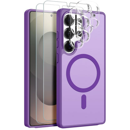 NORTHJO 5 in 1 Set for Samsung Galaxy S25 Ultra Magnetic Case Translucent Matte Shockproof Phone Cover with 2Pcs Front Screen Protector + 2Pcs Lens Film