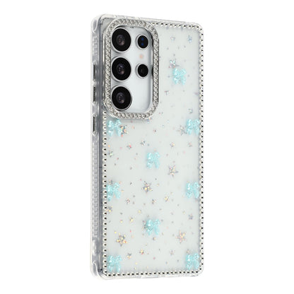 For Samsung Galaxy S25 Ultra Case Rhinestone Aurora Butterfly Bow Glitter TPU + PC IMD Phone Cover