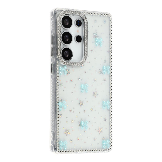 For Samsung Galaxy S25 Ultra Case Rhinestone Aurora Butterfly Bow Glitter TPU + PC IMD Phone Cover