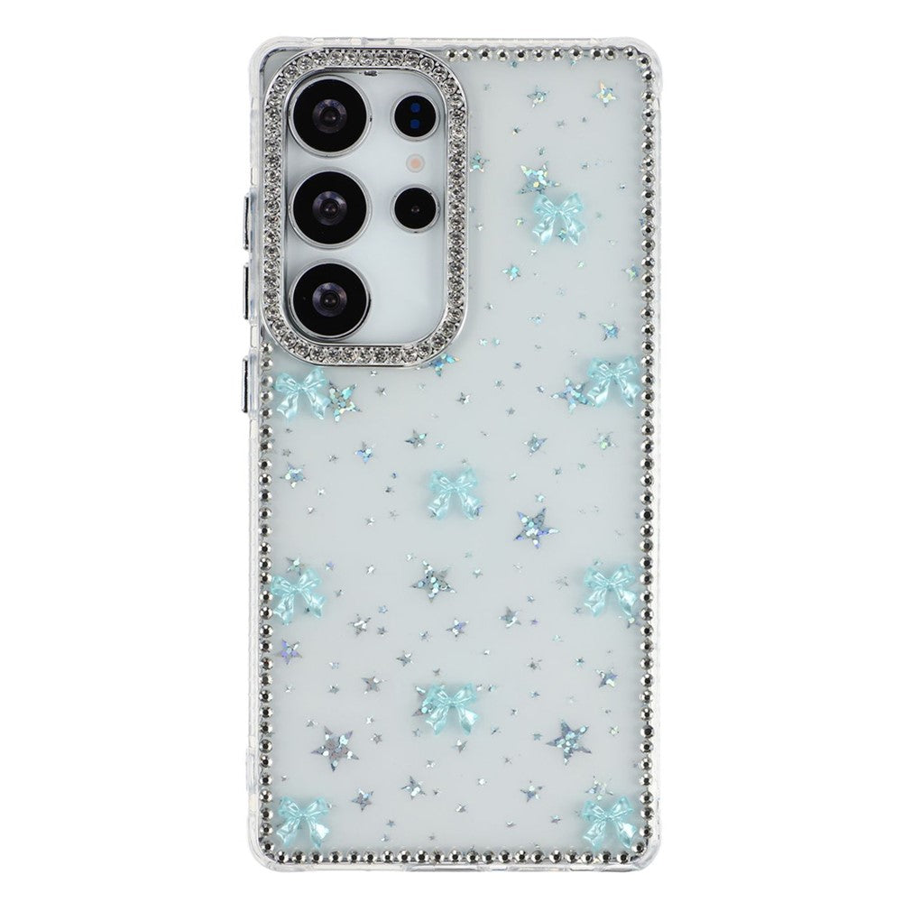 For Samsung Galaxy S25 Ultra Case Rhinestone Aurora Butterfly Bow Glitter TPU + PC IMD Phone Cover