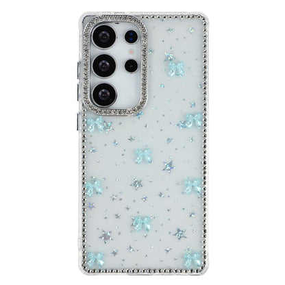 For Samsung Galaxy S25 Ultra Case Rhinestone Aurora Butterfly Bow Glitter TPU + PC IMD Phone Cover