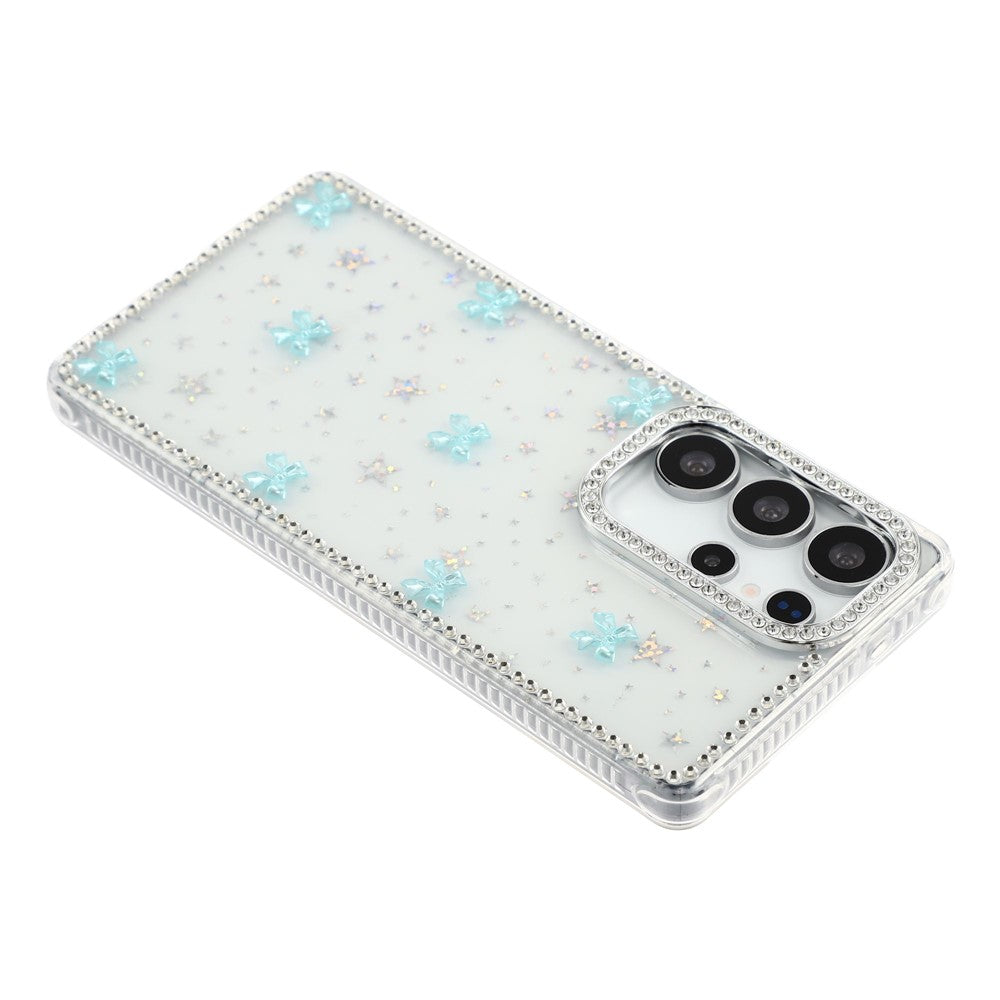 For Samsung Galaxy S25 Ultra Case Rhinestone Aurora Butterfly Bow Glitter TPU + PC IMD Phone Cover