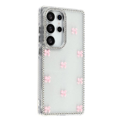 For Samsung Galaxy S25 Ultra Case Rhinestone Aurora Butterfly Bow Glitter TPU + PC IMD Phone Cover